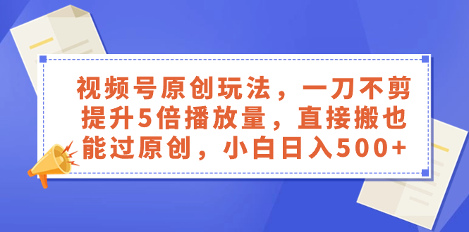（8286期）视频号原创玩法，一刀不剪提升5倍播放量，直接搬也能过原创，小白日入500+-立业有术