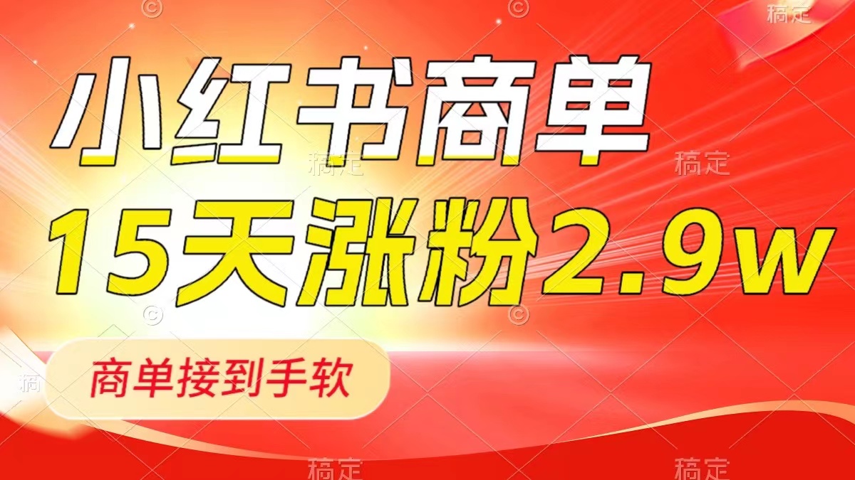 （8308期）小红书商单最新玩法，新号15天2.9w粉，商单接到手软，1分钟一篇笔记-立业有术