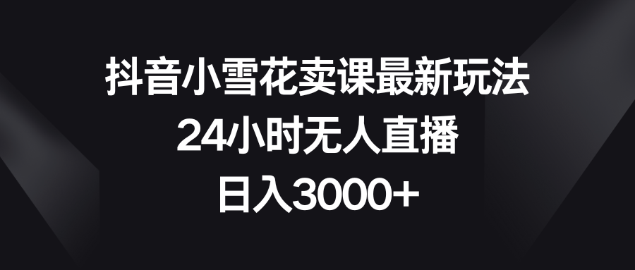 （8322期）抖音小雪花卖课最新玩法，24小时无人直播，日入3000+-立业有术