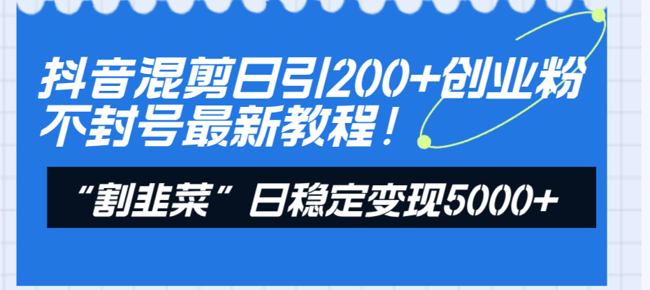 （8349期）抖音混剪日引200+创业粉不封号最新教程！“割韭菜”日稳定变现5000+！-立业有术