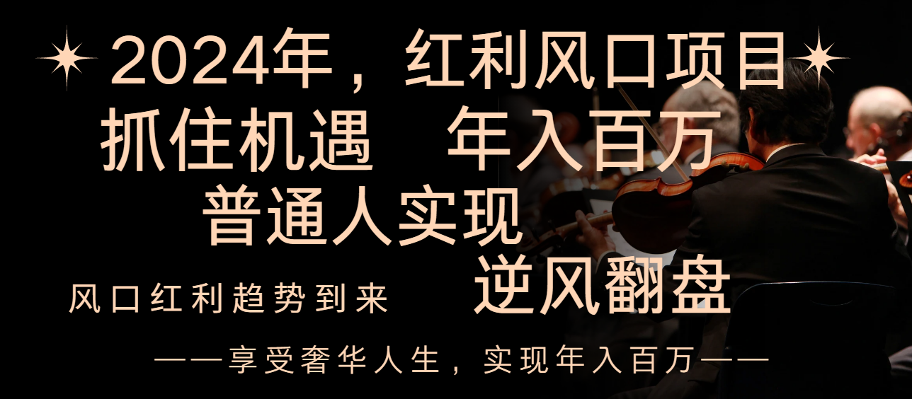 （8418期）2024红利风口项目来袭，享受第一波红利，逆风翻盘普通人也能实现，年入百万-立业有术
