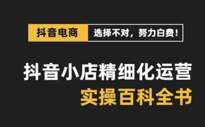 （8380期）抖音小店 精细化运营-百科全书，保姆级运营实战讲解（28节课）-立业有术