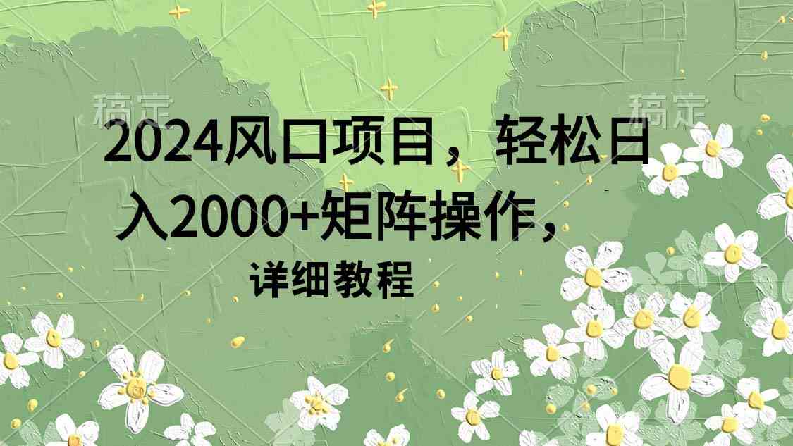 （9652期）2024风口项目，轻松日入2000+矩阵操作，详细教程-立业有术