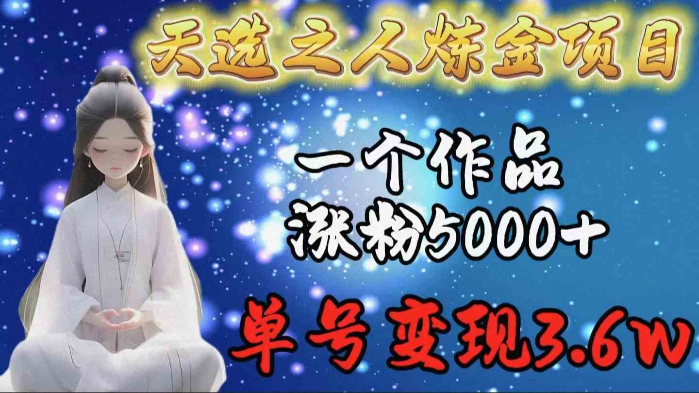 （9693期）天选之人炼金项目，一个作品涨粉5000+，单号变现3.6w-立业有术
