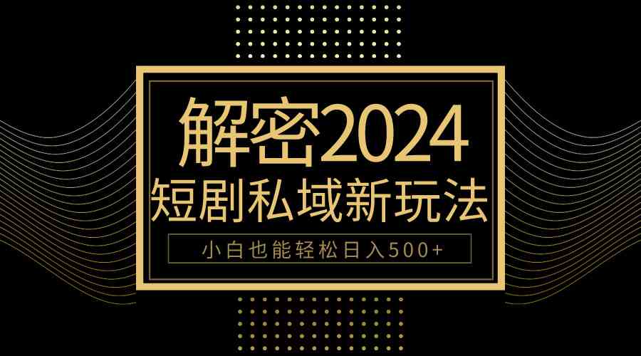 （9951期）10分钟教会你2024玩转短剧私域变现，小白也能轻松日入500+-立业有术