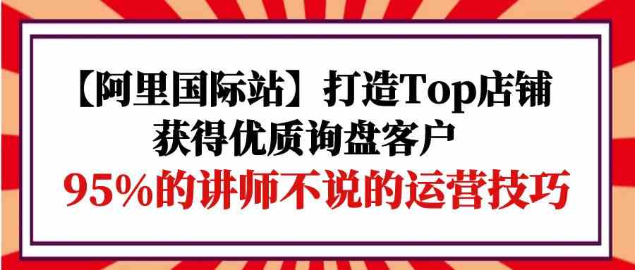 （9976期）【阿里国际站】打造Top店铺-获得优质询盘客户，95%的讲师不说的运营技巧-立业有术