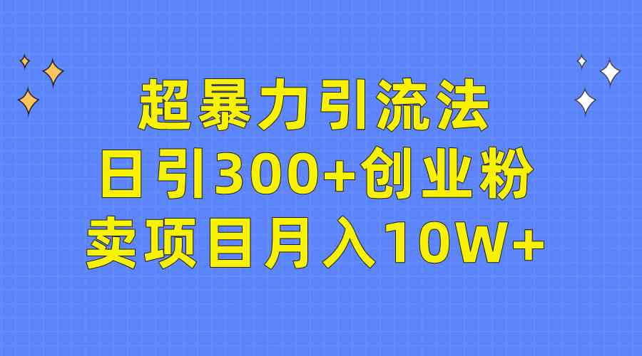 （9954期）超暴力引流法，日引300+创业粉，卖项目月入10W+-立业有术