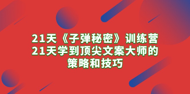 （10210期）21天《子弹秘密》训练营，21天学到顶尖文案大师的策略和技巧-立业有术