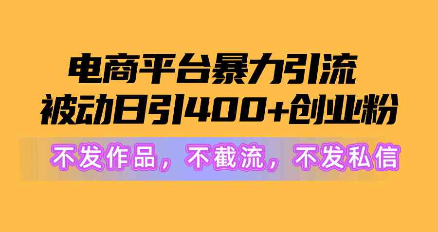 （10168期）电商平台暴力引流,被动日引400+创业粉不发作品，不截流，不发私信-立业有术