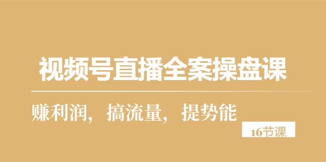 （10207期）视频号直播全案操盘课，赚利润，搞流量，提势能（16节课）-立业有术