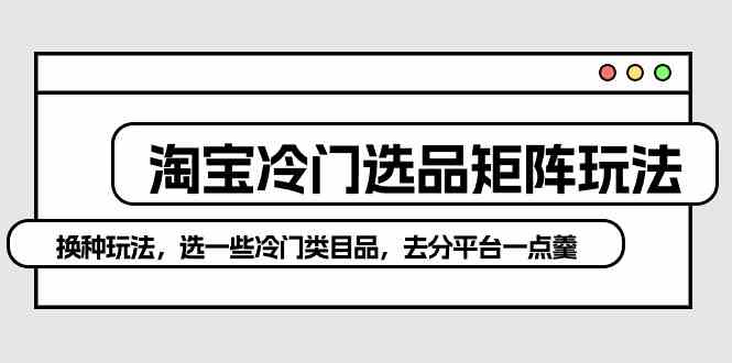 （10159期）淘宝冷门选品矩阵玩法：换种玩法，选一些冷门类目品，去分平台一点羹-立业有术