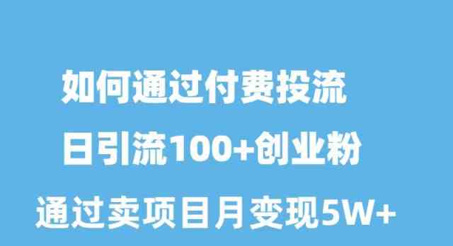 （10189期）如何通过付费投流日引流100+创业粉月变现5W+-立业有术