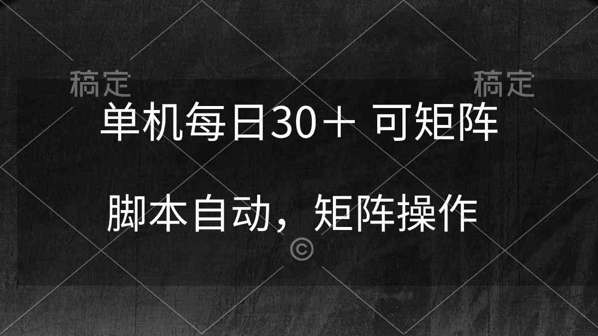 （10100期）单机每日30＋ 可矩阵，脚本自动 稳定躺赚-立业有术