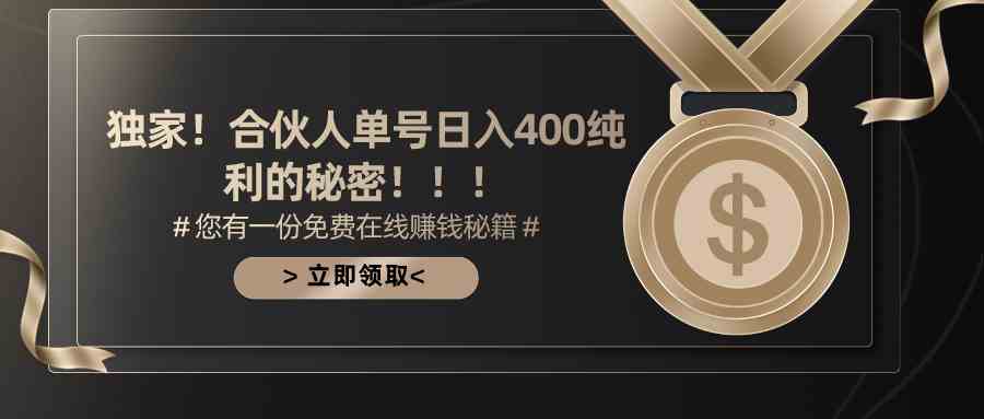 （10028期）合伙人广告撸金最新玩法，每天单号400纯利-立业有术