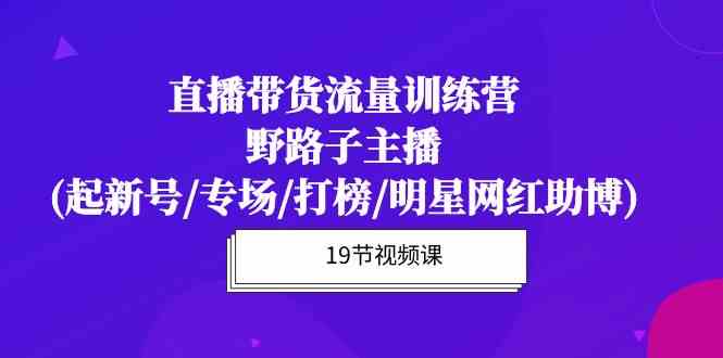 （10016期）直播带货流量特训营，野路子主播(起新号/专场/打榜/明星网红助博)19节课-立业有术