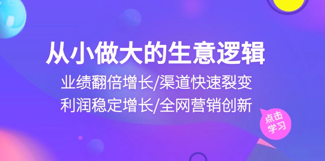 （10438期）从小做大生意逻辑：业绩翻倍增长/渠道快速裂变/利润稳定增长/全网营销创新-立业有术