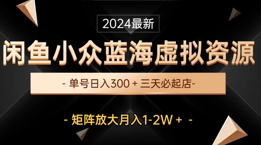 （10336期）最新闲鱼小众蓝海虚拟资源，单号日入300＋，三天必起店，矩阵放大月入1-2W-立业有术