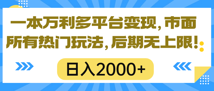 （10311期）一本万利多平台变现，市面所有热门玩法，日入2000+，后期无上限！-立业有术