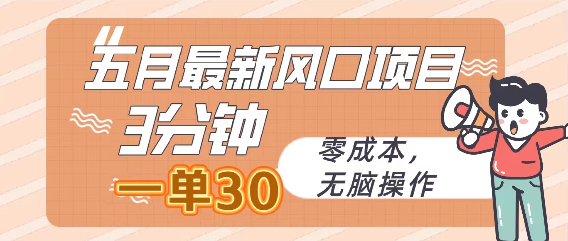 （10256期）五月最新风口项目，3分钟一单30，零成本，无脑操作-立业有术