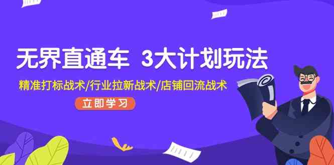 无界直通车3大计划玩法，精准打标战术/行业拉新战术/店铺回流战术-立业有术