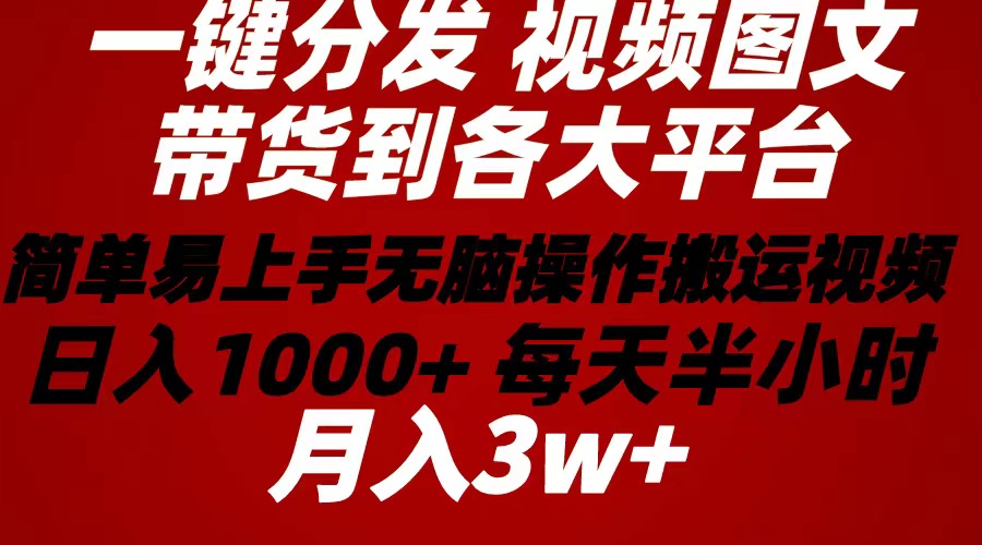 （10667期）2024年 一键分发带货图文视频  简单易上手 无脑赚收益 每天半小时日入1…-立业有术