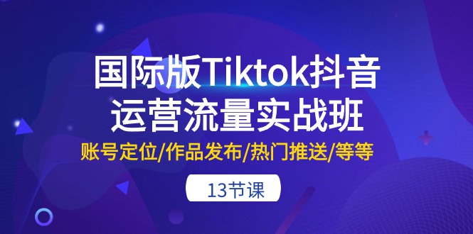 （10712期）国际版Tiktok抖音运营流量实战班：账号定位/作品发布/热门推送/等等-13节-立业有术