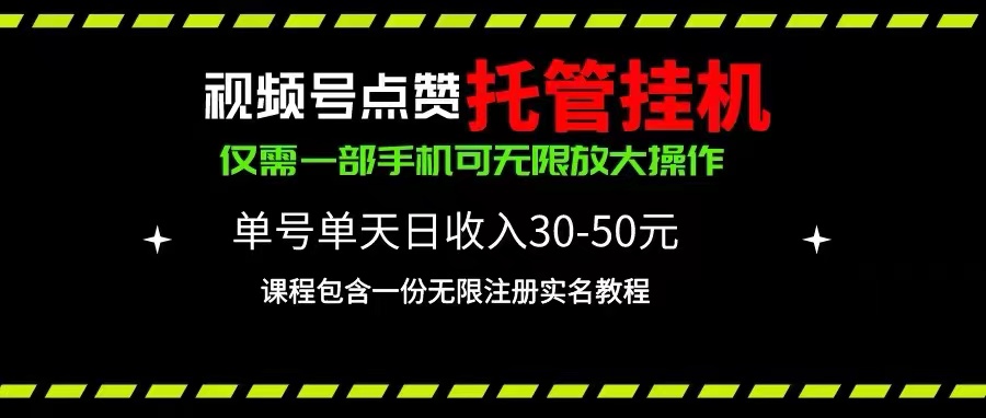 （10644期）视频号点赞托管挂机，单号单天利润30~50，一部手机无限放大（附带无限…-立业有术