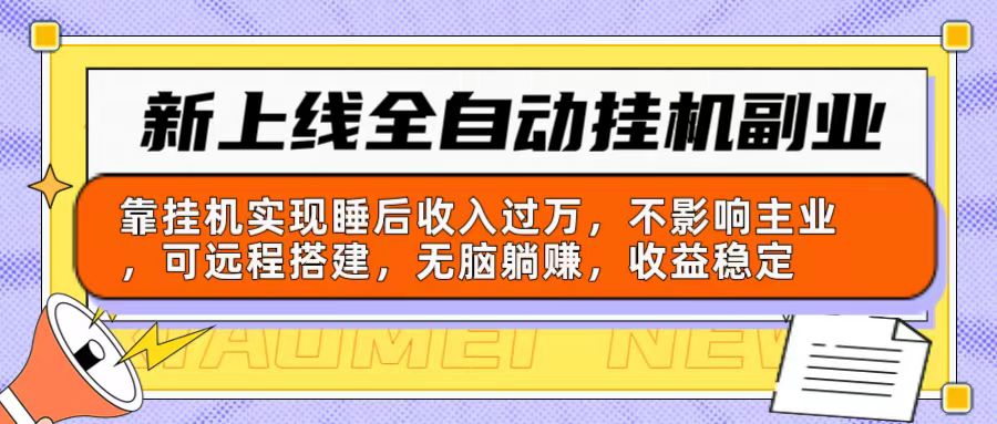 （10588期）新上线全自动挂机副业：靠挂机实现睡后收入过万，不影响主业可远程搭建…-立业有术