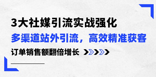 （10563期）3大社媒引流实操强化，多渠道站外引流/高效精准获客/订单销售额翻倍增长-立业有术