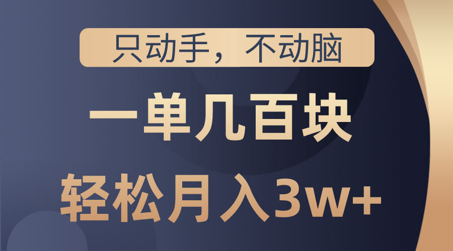 （10561期）只动手不动脑，一单几百块，轻松月入3w+，看完就能直接操作，详细教程-立业有术