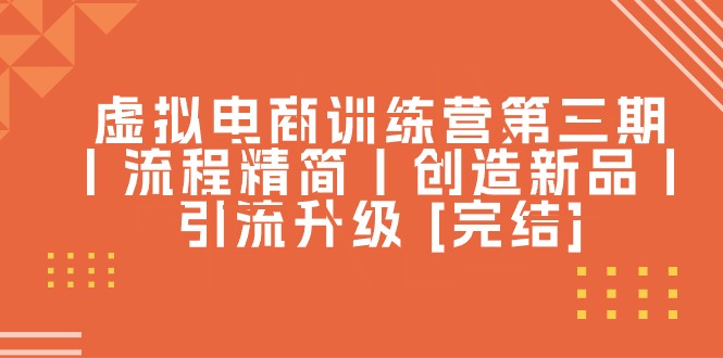 （10960期）虚拟电商训练营第三期丨流程精简丨创造新品丨引流升级 [完结]-立业有术
