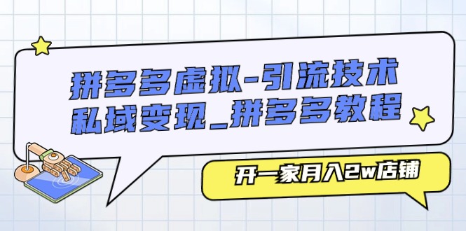 （11054期）拼多多虚拟-引流技术与私域变现_拼多多教程：开一家月入2w店铺-立业有术