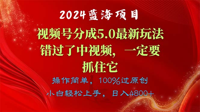 （11032期）2024蓝海项目，视频号分成计划5.0最新玩法，错过了中视频，一定要抓住…-立业有术
