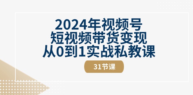 （10931期）2024年视频号短视频带货变现从0到1实战私教课（31节视频课）-立业有术