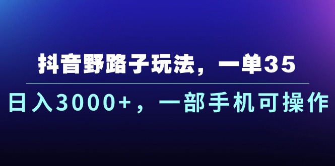 （10909期）抖音野路子玩法，一单35.日入3000+，一部手机可操作-立业有术