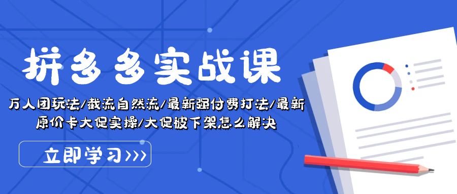 （10865期）拼多多·实战课：万人团玩法/截流自然流/最新强付费打法/最新原价卡大促..-立业有术