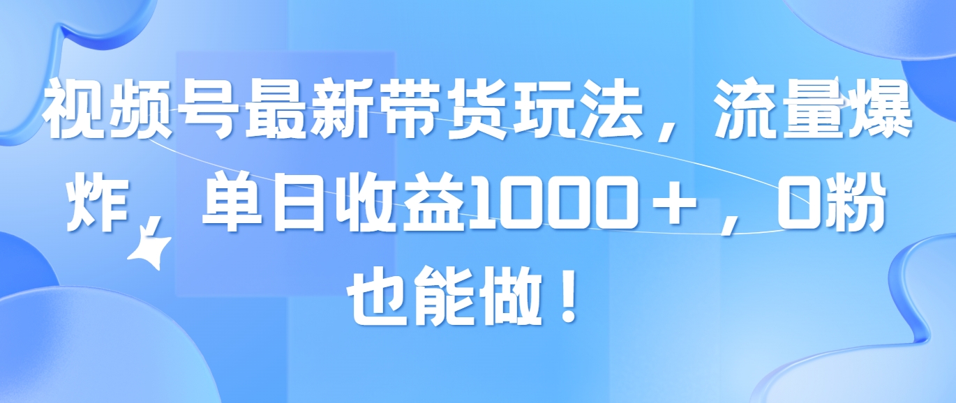 （10858期）视频号最新带货玩法，流量爆炸，单日收益1000＋，0粉也能做！-立业有术