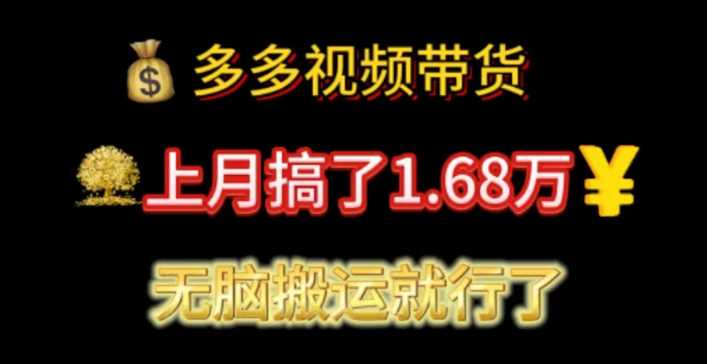 （11269期）多多视频带货：上月搞了1.68万，无脑搬运就行了-立业有术