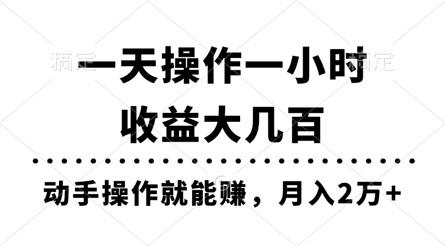 （11263期）一天操作一小时，收益大几百，动手操作就能赚，月入2万+教学-立业有术