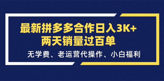（11291期）最新拼多多合作日入3K+两天销量过百单，无学费、老运营代操作、小白福利-立业有术