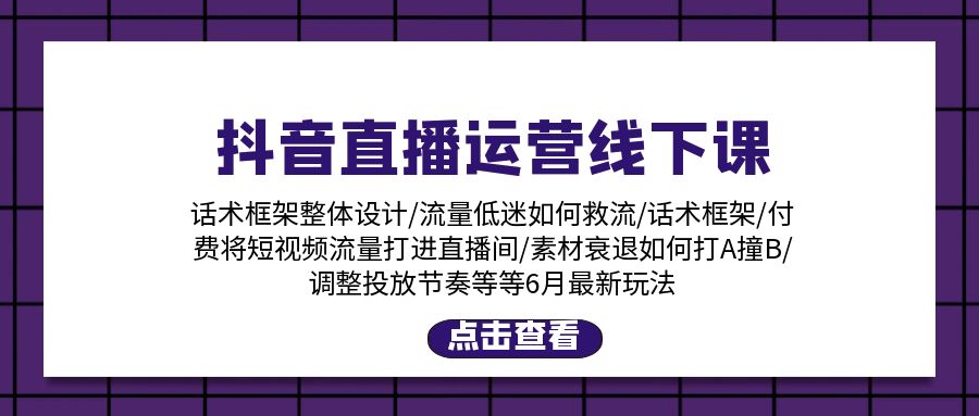 （11211期）抖音直播运营线下课：话术框架/付费流量直播间/素材A撞B/等6月新玩法-立业有术