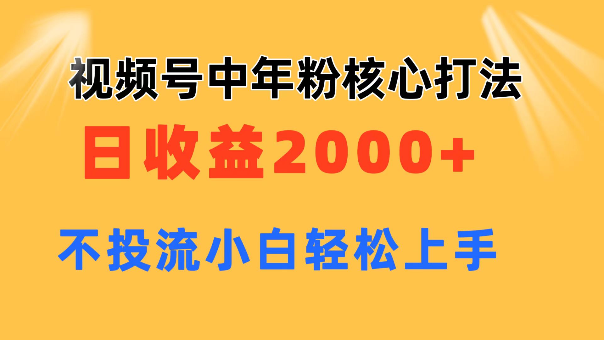 （11205期）视频号中年粉核心玩法 日收益2000+ 不投流小白轻松上手-立业有术