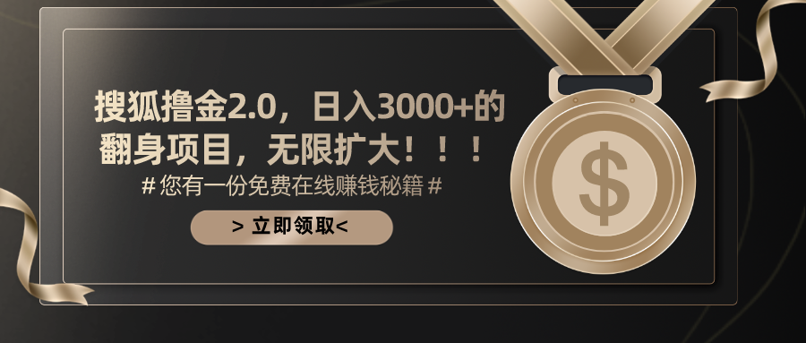 （11196期）搜狐撸金2.0日入3000+，可无限扩大的翻身项目-立业有术