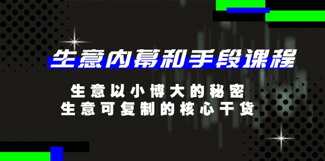 （11085期）生意 内幕和手段课程，生意以小博大的秘密，生意可复制的核心干货-20节-立业有术