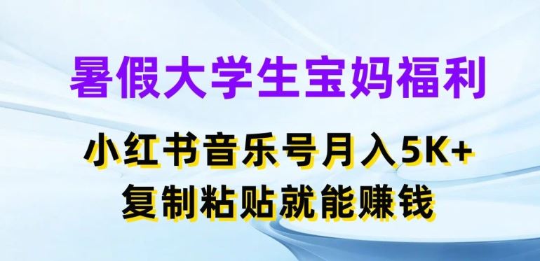 暑假大学生宝妈福利，小红书音乐号月入5000+，复制粘贴就能赚钱【揭秘】-立业有术