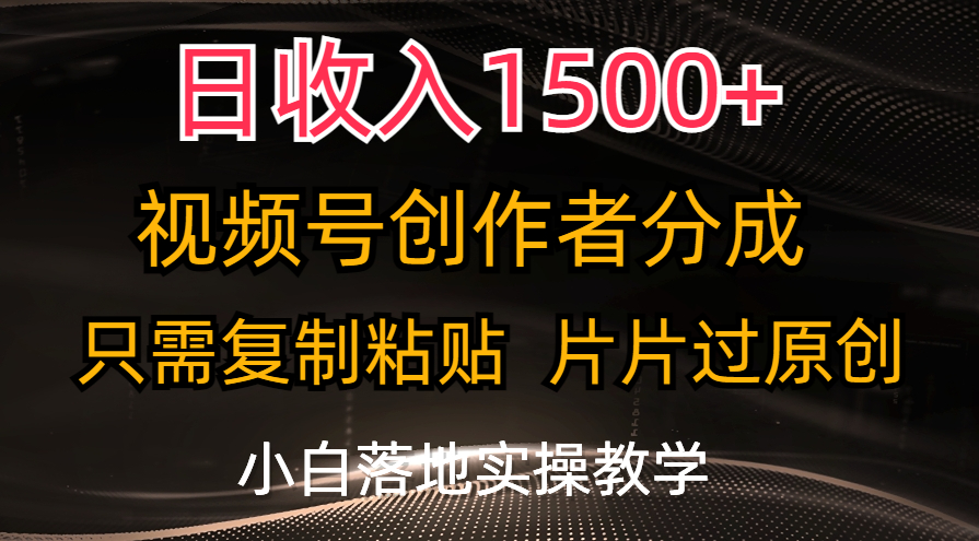 （11339期）日收入1500+，视频号创作者分成，只需复制粘贴，片片过原创，小白也可…-立业有术