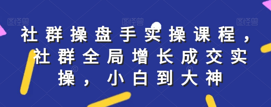 社群实操课程，社群全局增长成交实操，小白到大神-立业有术