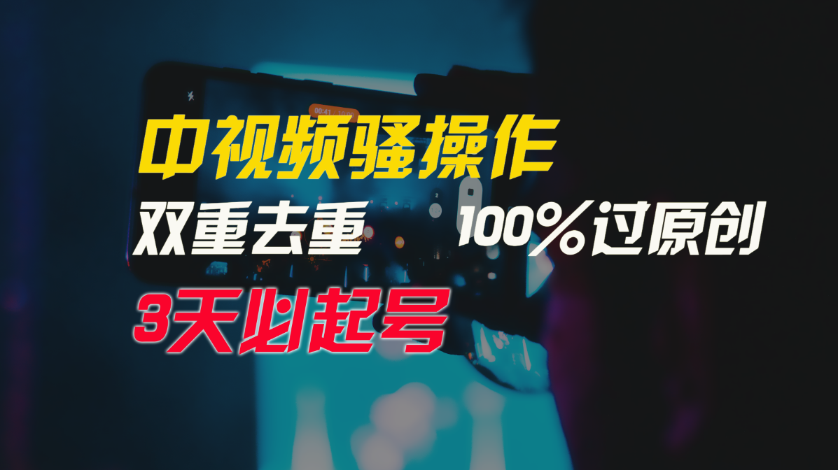 中视频骚操作，双重去重100%过原创，3天比必起号，简单无脑，月入3W+-立业有术