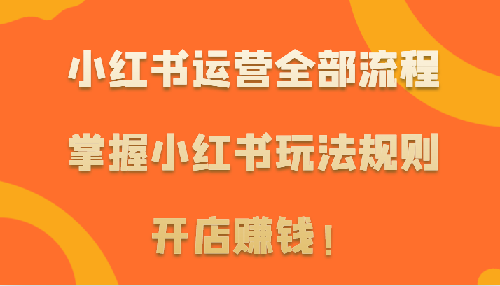 小红书运营全部流程，掌握小红书玩法规则，开店赚钱！-立业有术