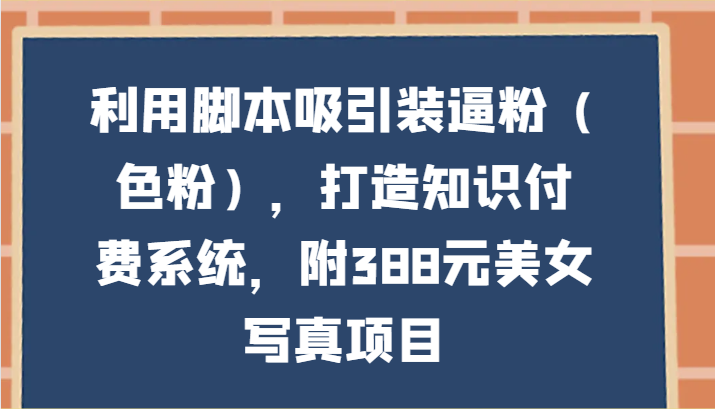 利用脚本吸引装逼粉（色粉），打造知识付费系统，附388元美女写真项目-立业有术